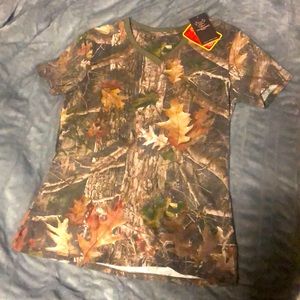 V-neck camo t shirt.  NWT Women’s Size medium